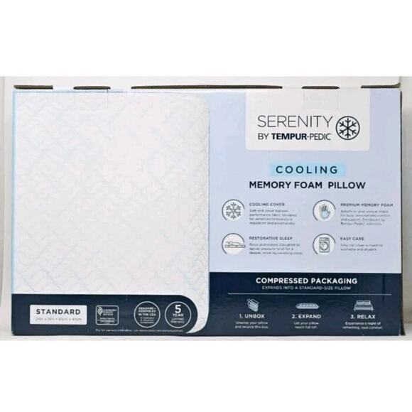 New! Serenity by Tempur-Pedic Cooling Memory Foam Pillow - Picture 6 of 14
